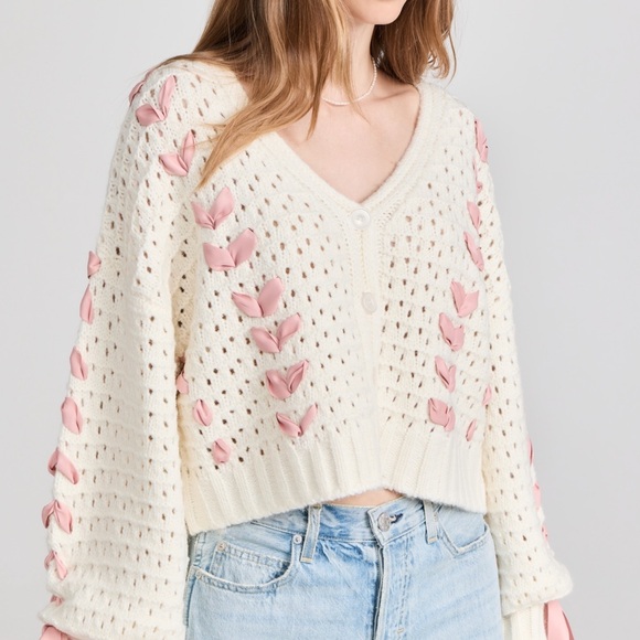 For Love & Lemons Cream and Pink Sweater - Picture 2 of 4